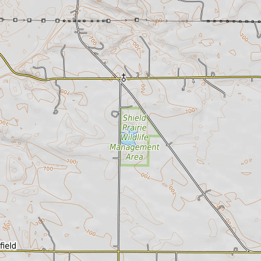OpenTopoMap map of Shield Prairie Area, IA