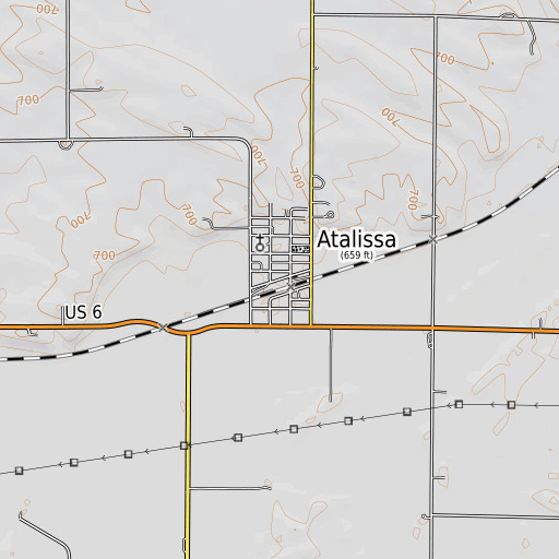 OpenTopoMap map of Atalissa, IA