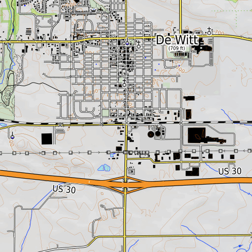 OpenTopoMap map of De Witt, IA