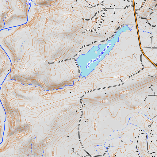 OpenTopoMap map of Echo Canyon Dam, CO