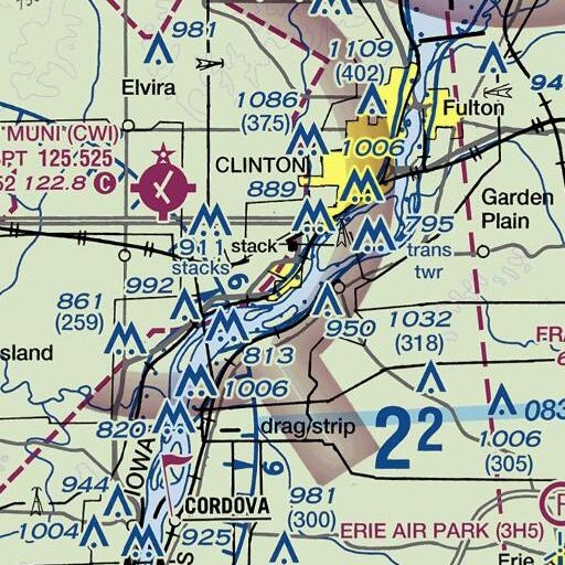 FAA VFR chart of Camanche, IA