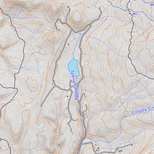 OpenTopoMap map of Spence Dam, CO