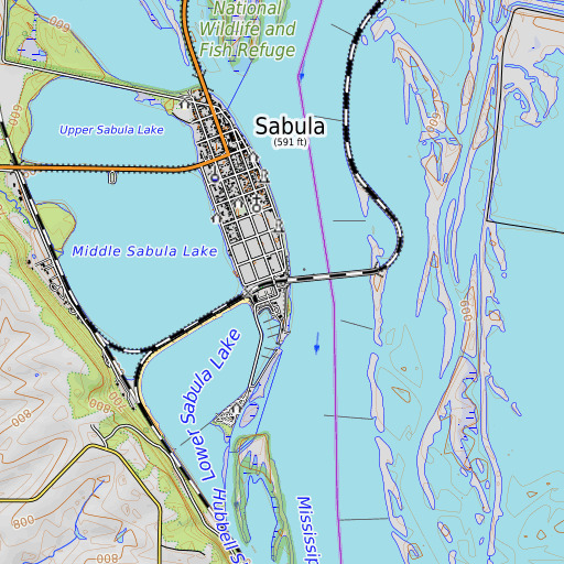 OpenTopoMap map of Sabula, IA