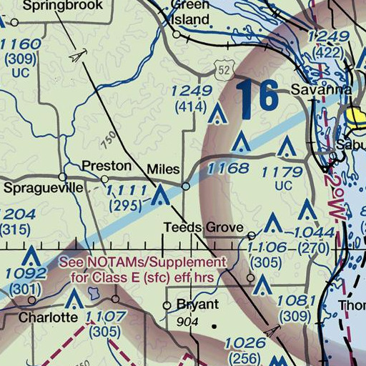 FAA VFR chart of Miles Post Office, IA
