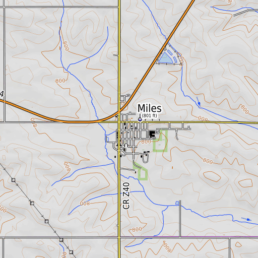 OpenTopoMap map of Miles Post Office, IA