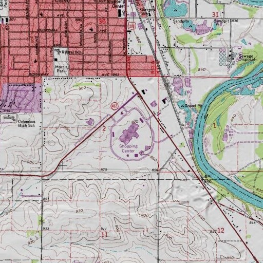 USGS 24K topo map of Crossroads Center Mall, IA
