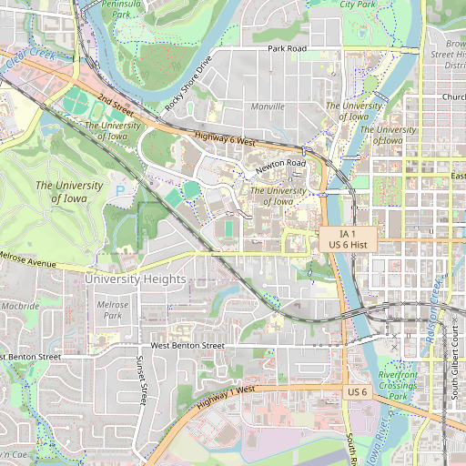 OpenStreetMap map of Kinnick Stadium, IA
