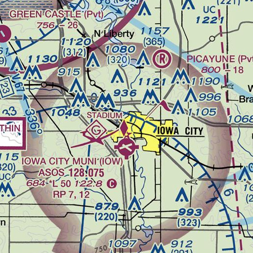 FAA VFR chart of John Colloton Pavilion, IA