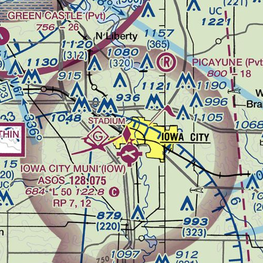 FAA VFR chart of Bowen Science Building, IA