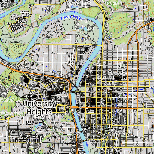 OpenTopoMap map of Art Building, IA