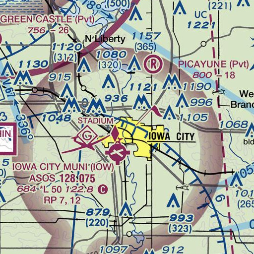 FAA VFR chart of Burge Residence Hall, IA