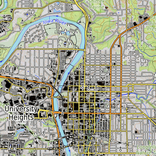 OpenTopoMap map of Burge Residence Hall, IA