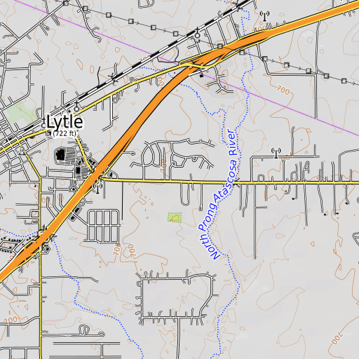 OpenTopoMap map of Lytle High School, TX