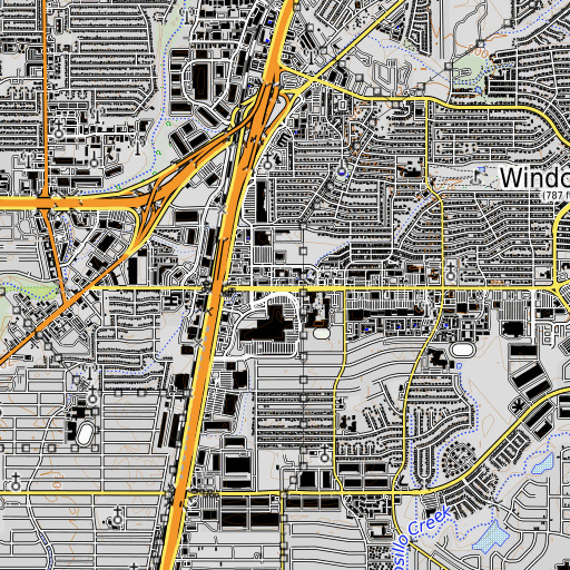 OpenTopoMap map of Roosevelt High School, TX