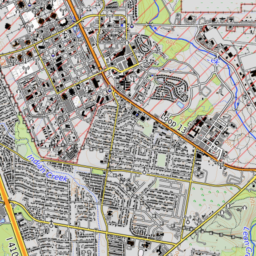 OpenTopoMap map of Royal Gate Elementary School, TX