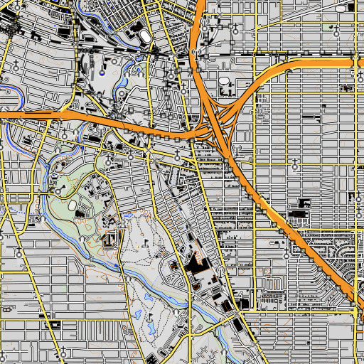 OpenTopoMap map of Riverside Park Elementary School, TX