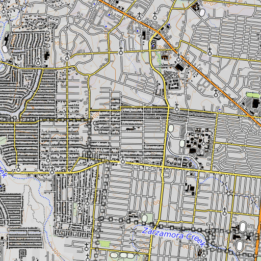 OpenTopoMap map of Huppertz Elementary School, TX
