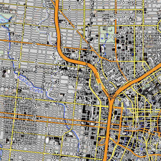 OpenTopoMap map of James Bowie Elementary School, TX