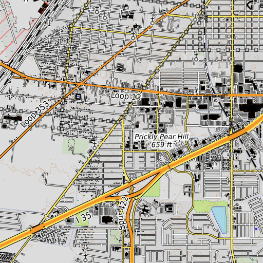 OpenTopoMap map of Kindred Elementary School, TX