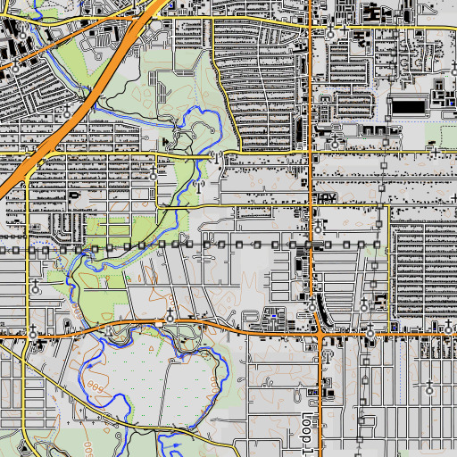 OpenTopoMap map of Henry Carroll Elementary School, TX