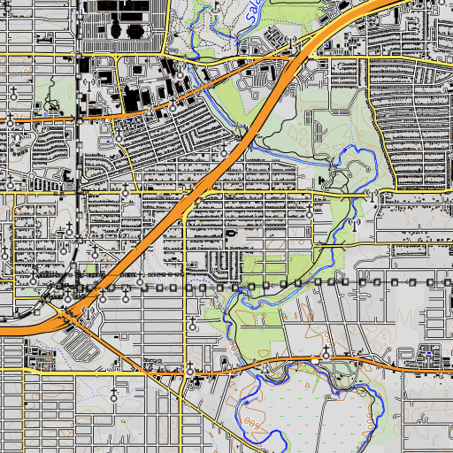 OpenTopoMap map of Gates Elementary School, TX