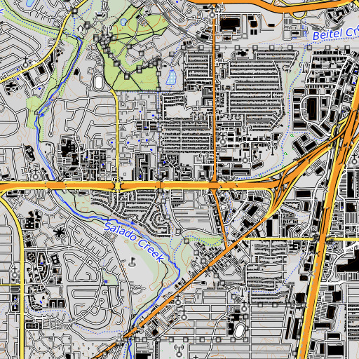 OpenTopoMap map of Childrens Intervention Center, TX