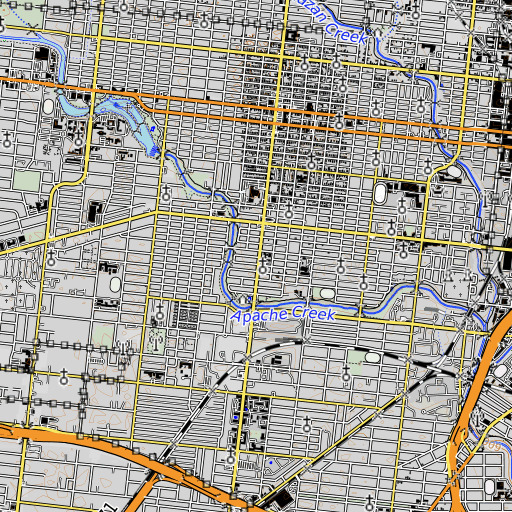 OpenTopoMap map of David Barkley Elementary School, TX