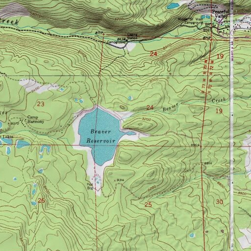 USGS 24K topo map of Beaver Park Dam, CO