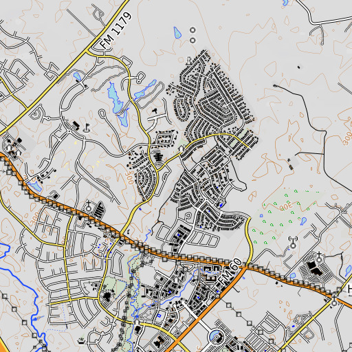 OpenTopoMap map of Sam Houston Elementary School, TX