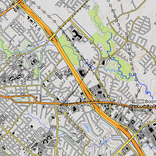 OpenTopoMap map of Sam Rayburn Middle School, TX