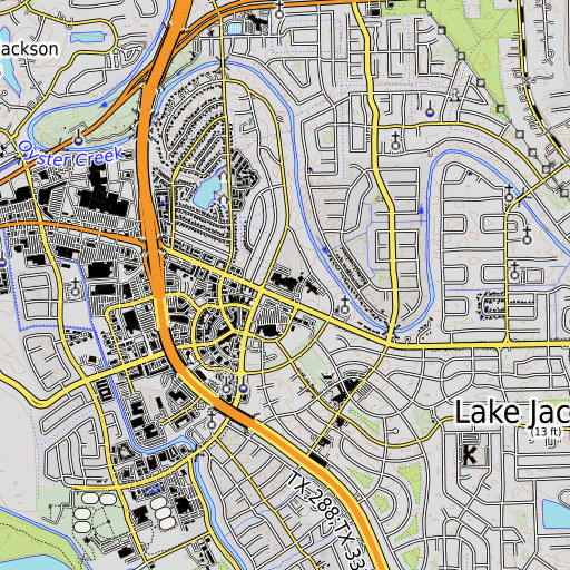 OpenTopoMap map of Lake Jackson Intermediate School, TX