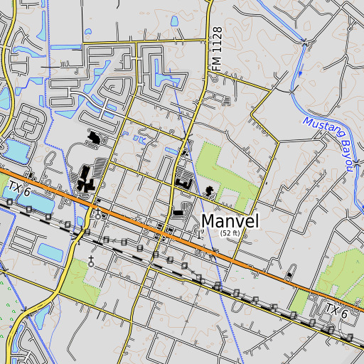 OpenTopoMap map of Manvel Junior High School, TX