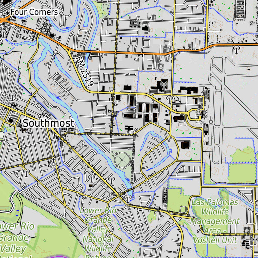 OpenTopoMap map of Morningside Elementary School, TX