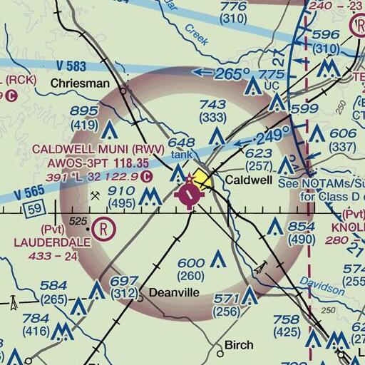 FAA VFR chart of Caldwell Elementary School, TX