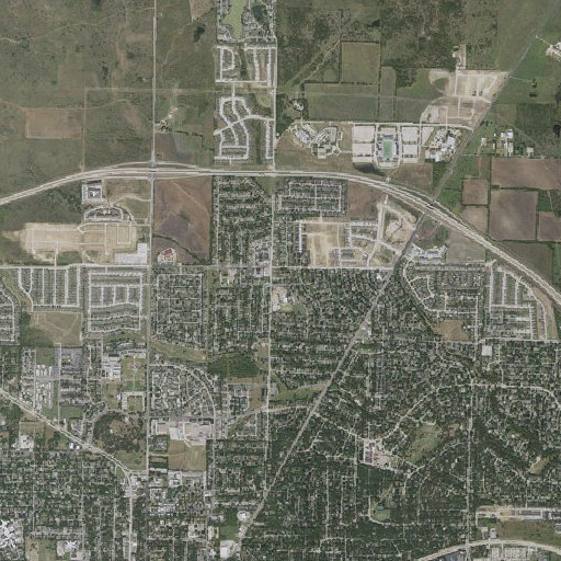 Aerial imagery of Ginnings Elementary School, TX