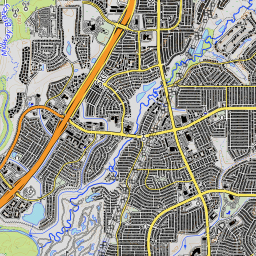 OpenTopoMap map of Hebron Valley Elementary School, TX