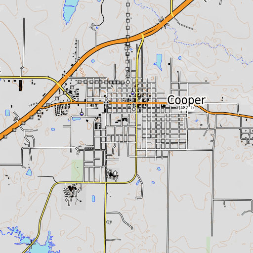 OpenTopoMap map of Cooper Junior High School, TX