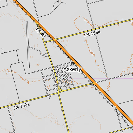 OpenTopoMap map of Sands High School, TX