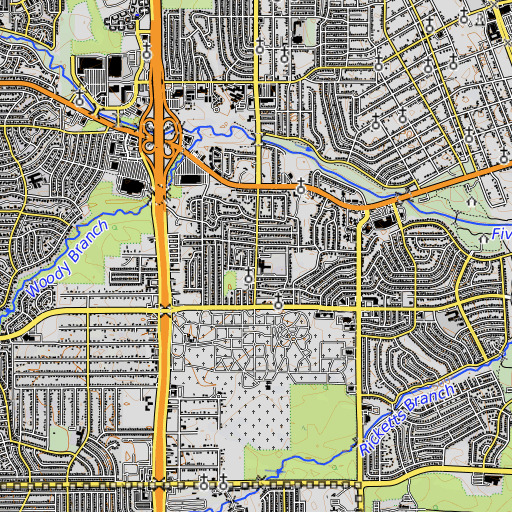 OpenTopoMap map of Thomas L Marsalis Elementary School, TX