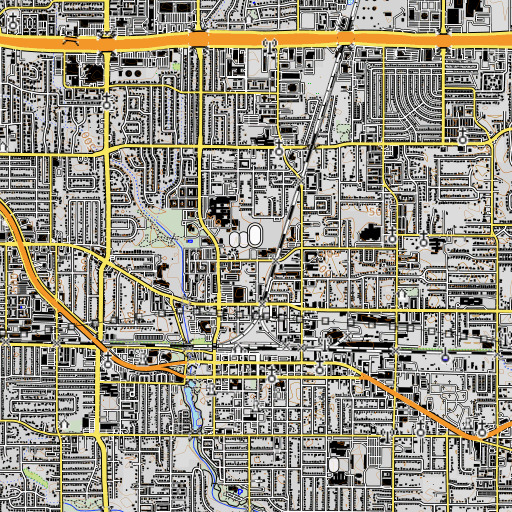 OpenTopoMap map of Union Bower Center, TX
