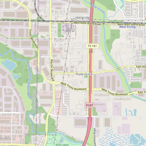 OpenStreetMap map of Shady Grove Plus Center, TX