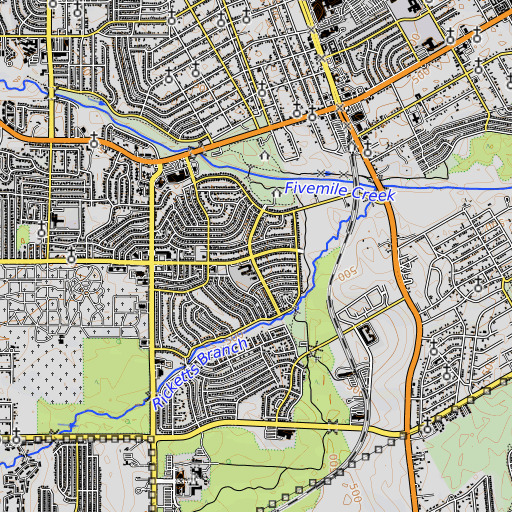 OpenTopoMap map of Robert L Thornton Elementary School, TX