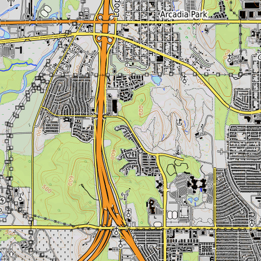 OpenTopoMap map of Nancy J Cochran Elementary School, TX