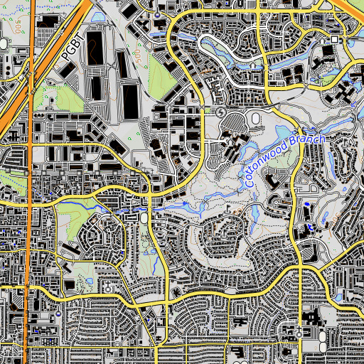 OpenTopoMap map of North Hills School, TX