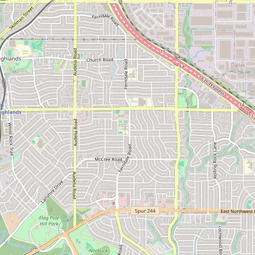 OpenStreetMap map of Lake Highlands Elementary School, TX
