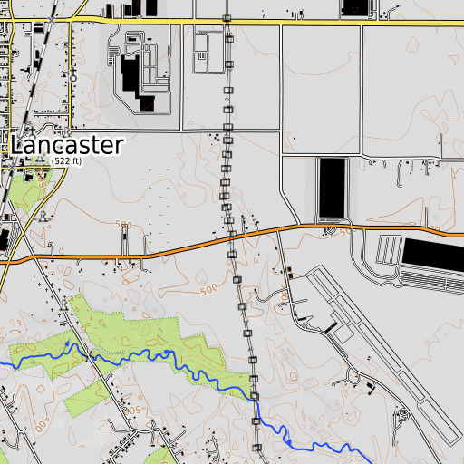 OpenTopoMap map of Lancaster Intermediate School, TX