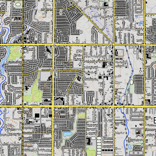 OpenTopoMap map of John W. Runyon Elementary School, TX