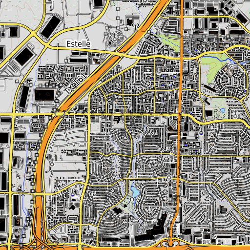 OpenTopoMap map of Haley T Elementary School, TX