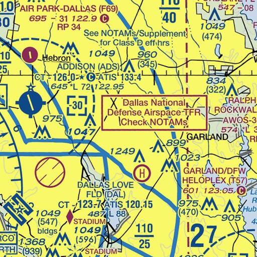 FAA VFR chart of Berkner High School, TX