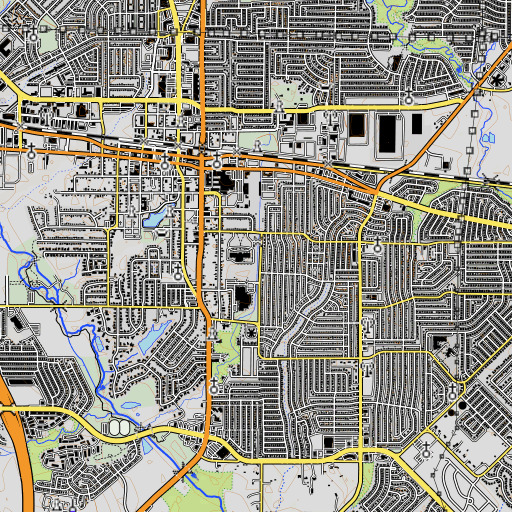 OpenTopoMap map of Agnew Middle School, TX